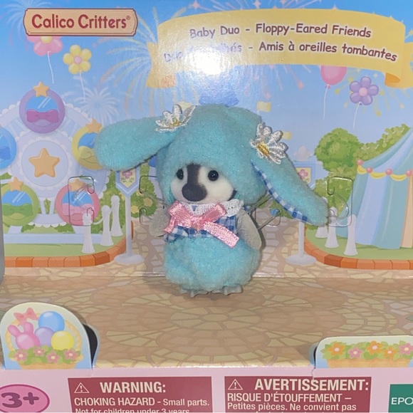 Calico Critters - Penguin baby BLUE Bunny - Floppy Eared Friends set - Picture 1 of 6